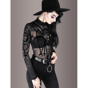 MOON MAGIC SHEER LONG SLEEVE GOTH BODYSUIT